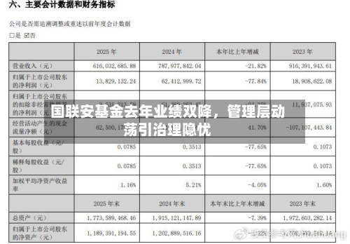 国联安基金去年业绩双降，管理层动荡引治理隐忧