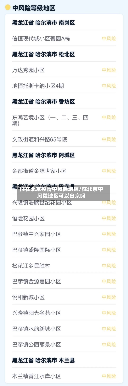 住在北京疫情中风险地区/在北京中风险地区可以出京吗-第3张图片