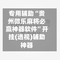 专用辅助“贵州微乐麻将必赢神器软件”开挂(透视)辅助神器