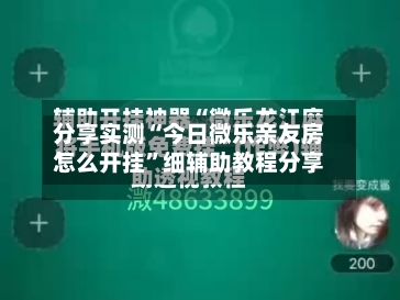分享实测“今日微乐亲友房怎么开挂”细辅助教程分享-第2张图片