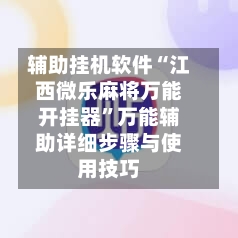 辅助挂机软件“江西微乐麻将万能开挂器	”万能辅助详细步骤与使用技巧-第2张图片