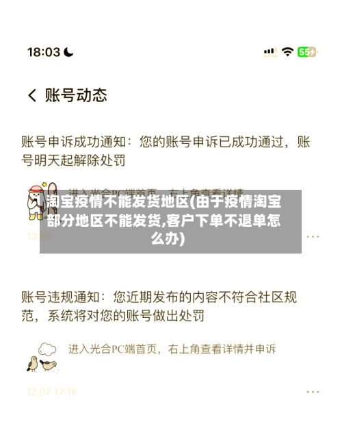 淘宝疫情不能发货地区(由于疫情淘宝部分地区不能发货,客户下单不退单怎么办)