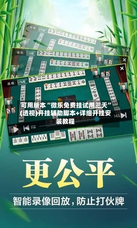 可用版本“微乐免费挂试用三天”(透视)开挂辅助脚本+详细开挂安装教程-第2张图片
