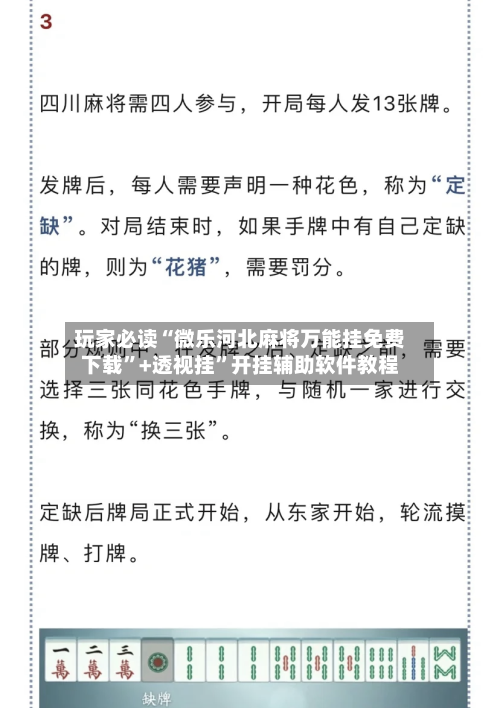 玩家必读“微乐河北麻将万能挂免费下载”+透视挂	”开挂辅助软件教程-第3张图片