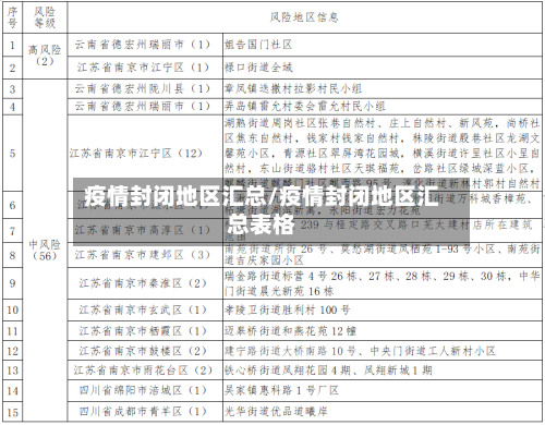 疫情封闭地区汇总/疫情封闭地区汇总表格