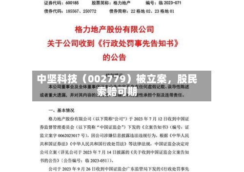 中坚科技（002779）被立案，股民索赔可期-第2张图片