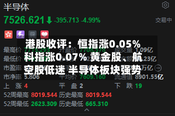 港股收评：恒指涨0.05% 科指涨0.07% 黄金股、航空股低迷 半导体板块强势-第3张图片