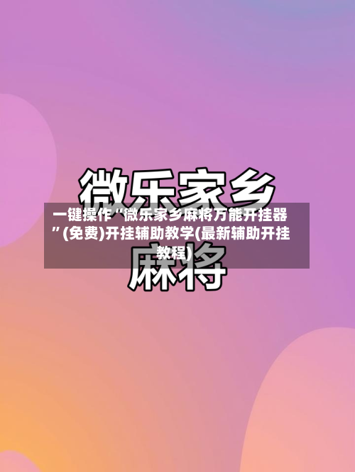 一键操作“微乐家乡麻将万能开挂器”(免费)开挂辅助教学(最新辅助开挂教程)-第3张图片