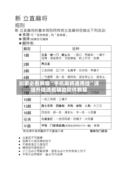 玩家必看教程“手机麻将通用挂”详细外挂透视辅助软件教程