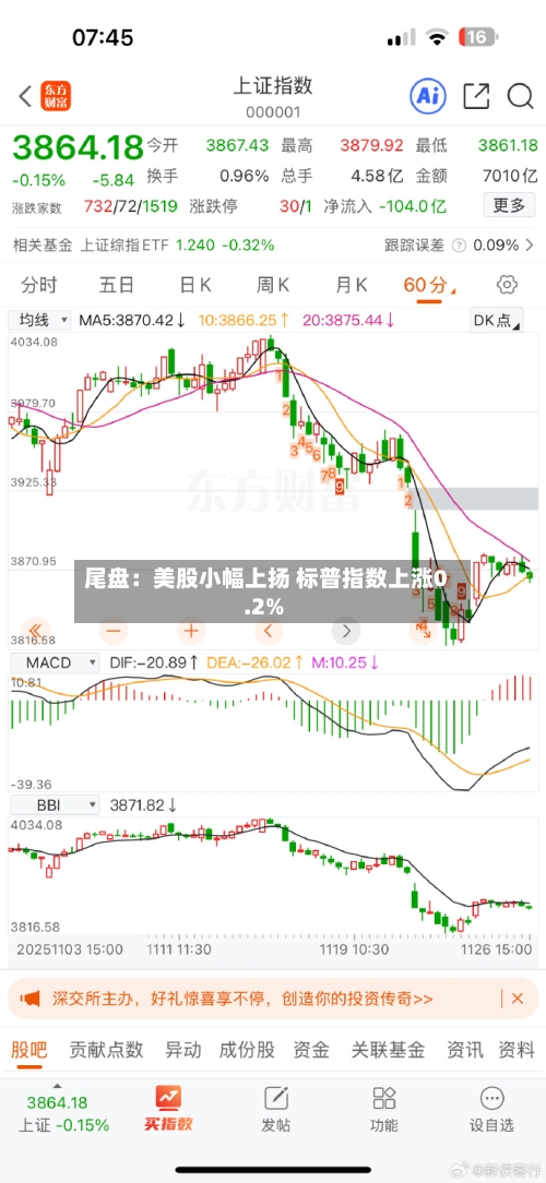 尾盘：美股小幅上扬 标普指数上涨0.2%-第3张图片