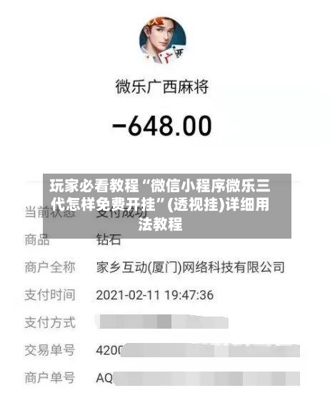 玩家必看教程“微信小程序微乐三代怎样免费开挂”(透视挂)详细用法教程-第2张图片
