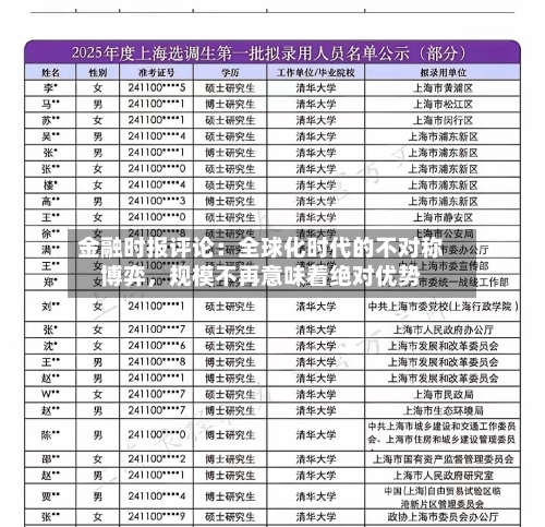 金融时报评论：全球化时代的不对称博弈，规模不再意味着绝对优势-第2张图片