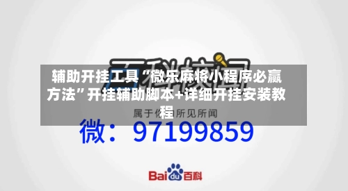 辅助开挂工具“微乐麻将小程序必赢方法”开挂辅助脚本+详细开挂安装教程