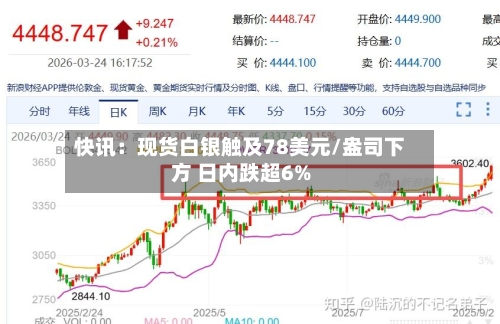 快讯：现货白银触及78美元/盎司下方 日内跌超6%-第2张图片