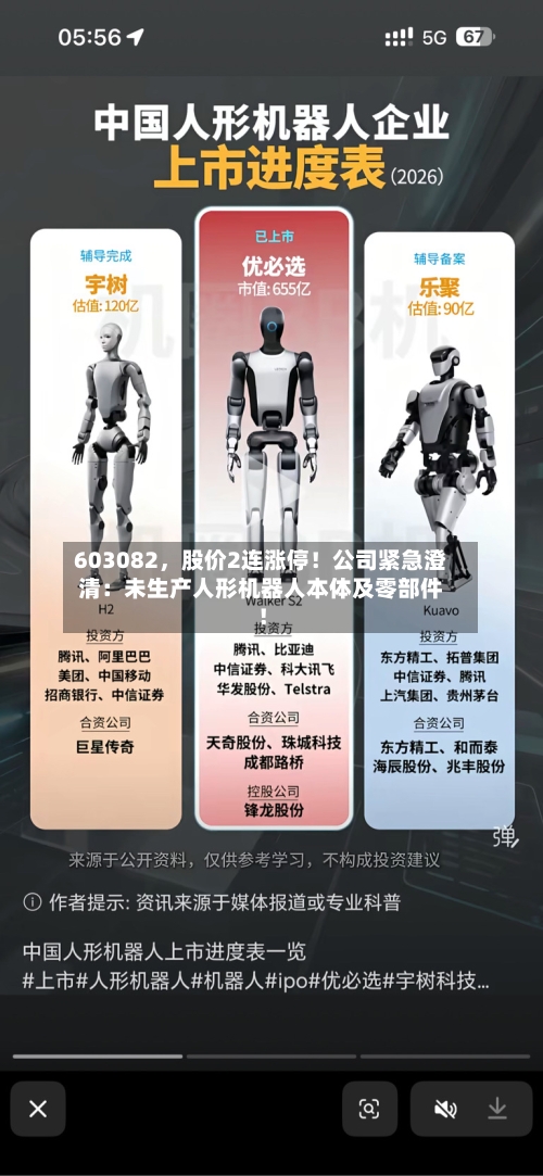 603082，股价2连涨停！公司紧急澄清：未生产人形机器人本体及零部件！-第2张图片