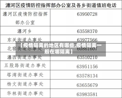【疫情隔离的地区有哪些,疫情隔离一般在哪隔离】