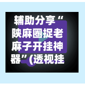 辅助分享“陕麻圈捉老麻子开挂神器”(透视挂)详细用法教程