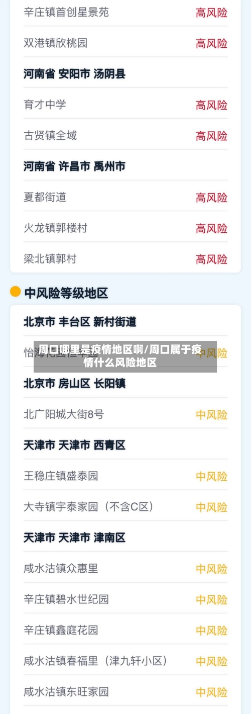 周口哪里是疫情地区啊/周口属于疫情什么风险地区