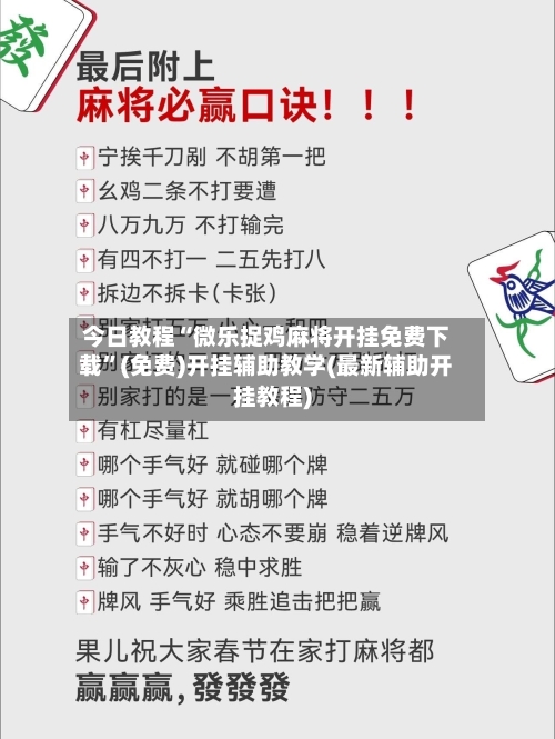 今日教程“微乐捉鸡麻将开挂免费下载”(免费)开挂辅助教学(最新辅助开挂教程)-第2张图片