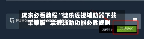 玩家必看教程“微乐透视辅助器下载苹果版”掌握辅助功能必胜规则